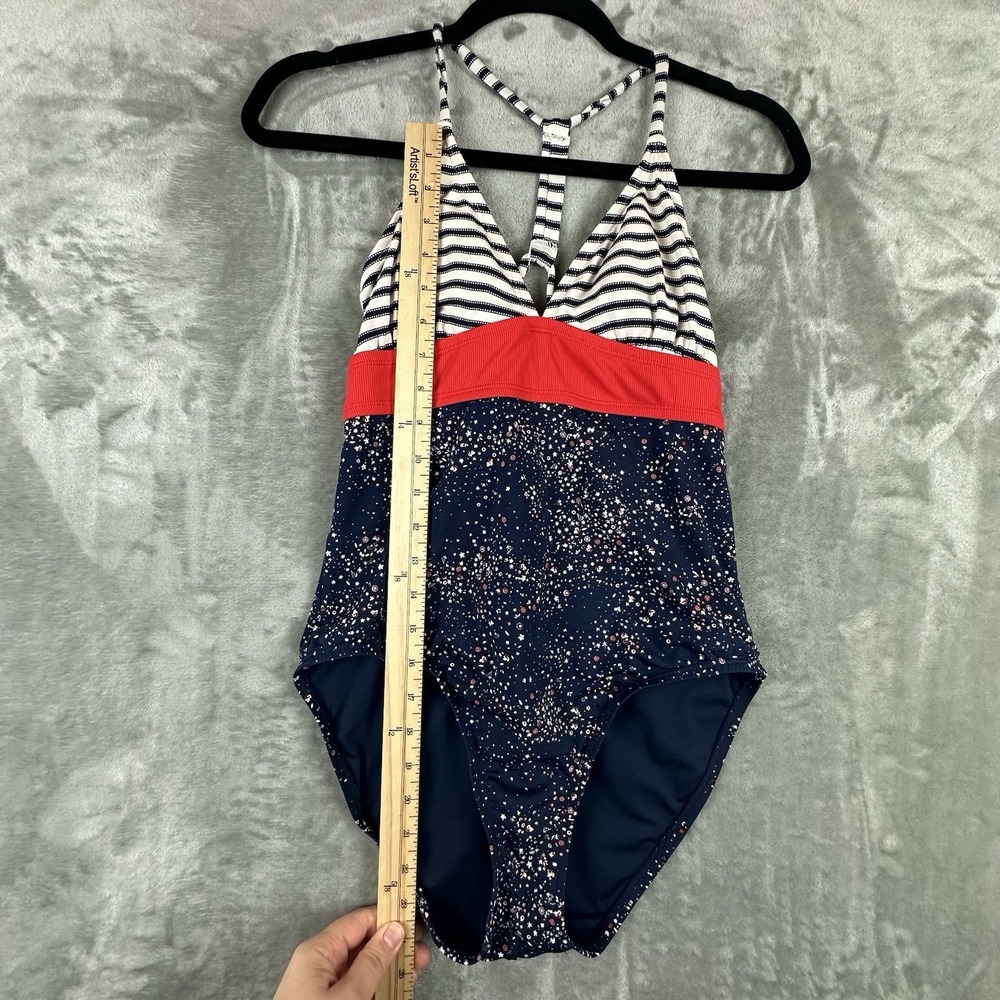 Carve Designs Women's L Red White Blue Dahlia One Piece Stripes Stars Speckles - Picture 3 of 6